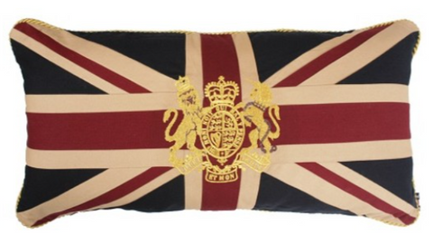Large Union Jack with Royal Crest Cushion 30 x 15 inches