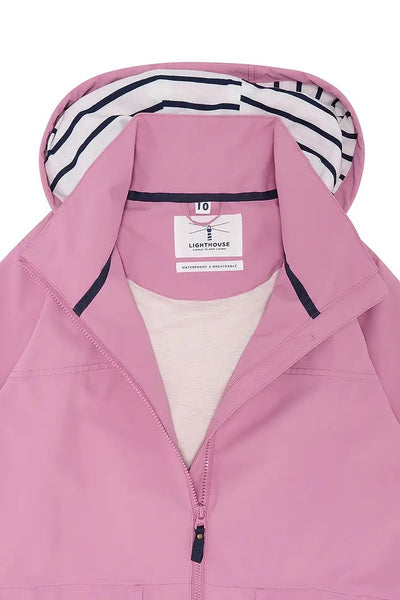 Lighthouse Beachcomber jacket showing striped lining inside the hood.