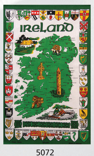 Map of Ireland Tea Towel with Crests