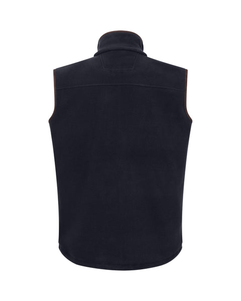 Woodhall Fleece Gilet in soft black with backside shown
