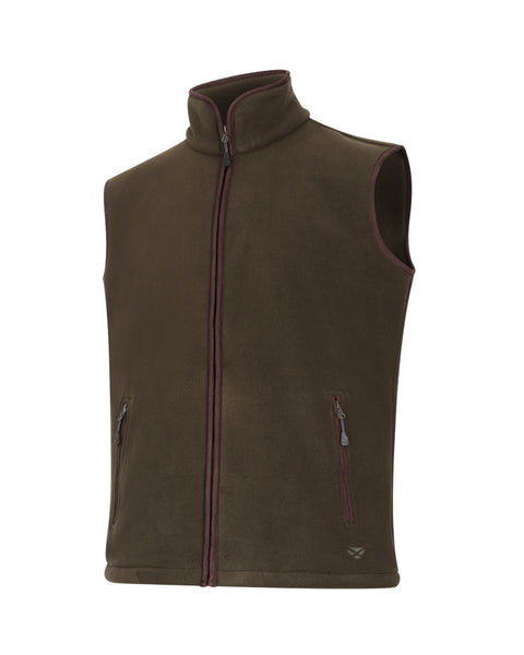 Woodhall Fleece Gilet in Olive colour on white background