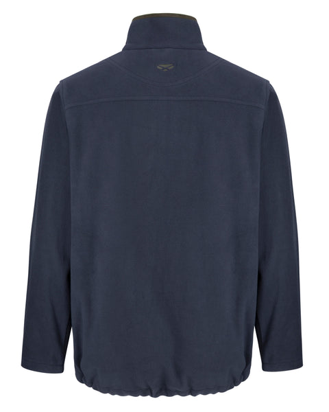 Rear view of the Woodhall Fleece Jacket in Navy shown on a white background