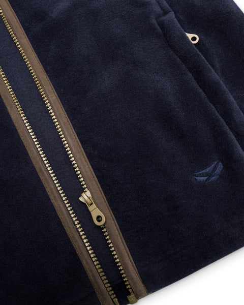 Stenton Ladies Fleece Jacket Midnight Navy Up Close of Pocket, Zipper and trim