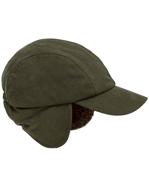 Side view with earflaps down of the Kincraig waterproof Hoggs of Fife Hunting Cap One Size