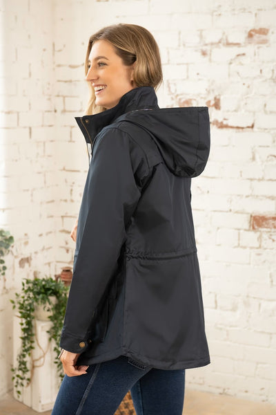 Kendal Raincoat on Model in colour Nightshade